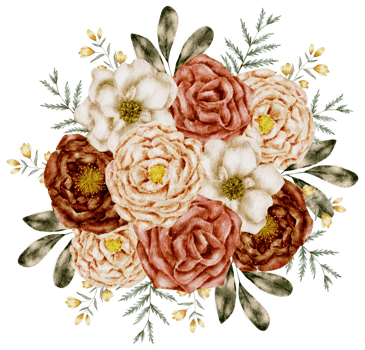 Floral bouquet and wreath watercolor png