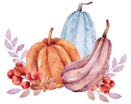 Autumn watercolor composition, Thanksgiving day png