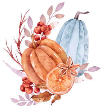 Autumn watercolor composition, Thanksgiving day png