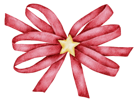 Ribbon bow ornament watercolor clipart png