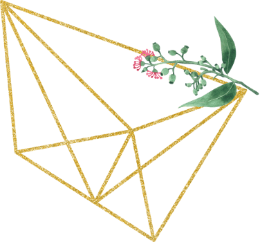 Eucalyptus watercolor with gold geometric png
