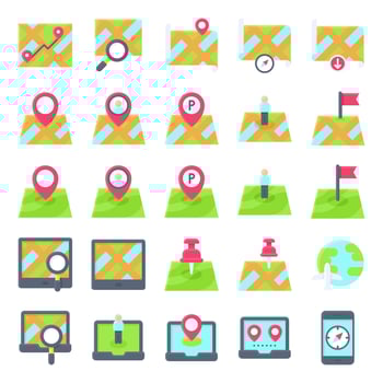 Location map and navigation flat icon set 2 vector