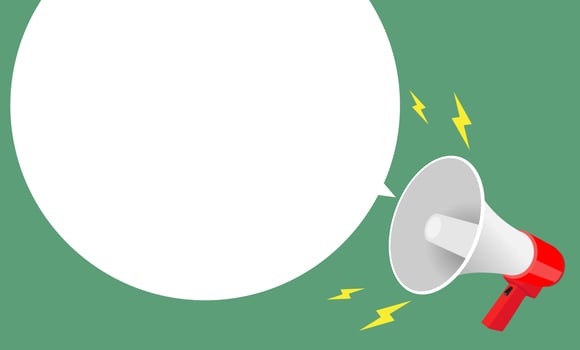 megaphone and white speech bubble for advertising message vector