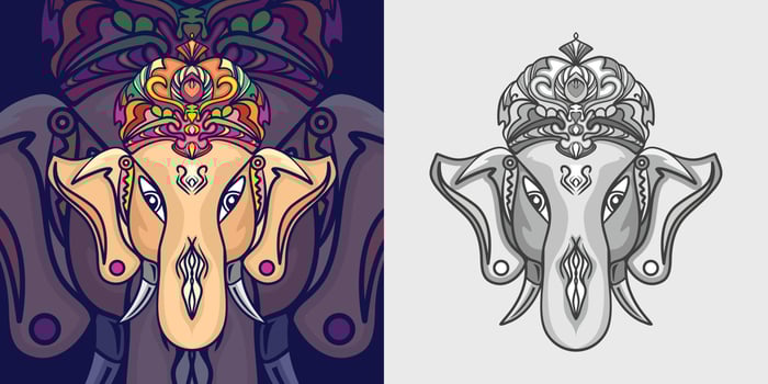 Ganesha flat colorful pattern concept illustration vector