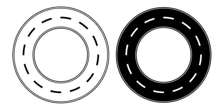 circle road set isolated on white background vector