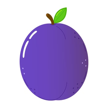 Cute funny plum character. Vector hand drawn cartoon kawaii character illustration icon. Isolated on white background. Plum character concept