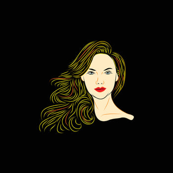 long hair style beauty blonde logo design vector illustration icon graphic isolated