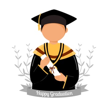 Hand drawn illustration of graduation man vector