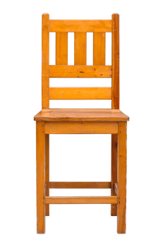 front view of wooden chair isolated with clipping path png