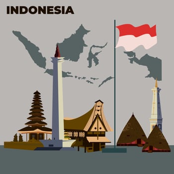 Indonesia icon and landmark vector