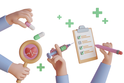 3d prescription rx with pills and medicines. Doctor's paper form, diagnosis, medical list with medications. Medical clip art isolated on pink background. 3d rendering png
