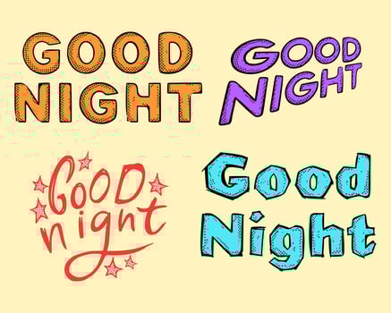 good night typography colorful illustration set free vector