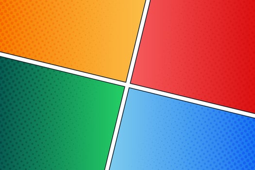 Modern pop art cartoon comic background with halftone, vector illustration