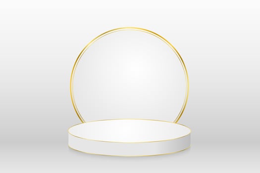 Clean white and gold 3d podium on white background, vector illustration