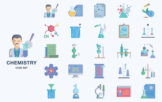 Set of Chemistry and experiment vector icons