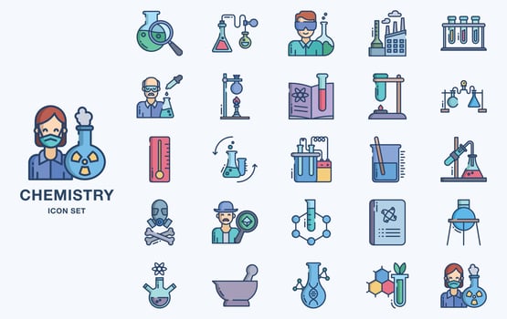 Set of Chemistry and experiment vector icons