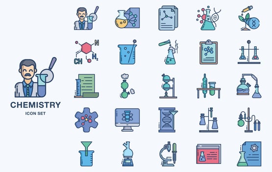 Set of Chemistry and experiment vector icons