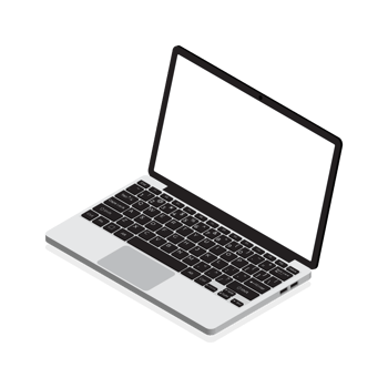 Isometric Laptop. Vector 3d isometric laptop computer. Transparent background. Png illustration