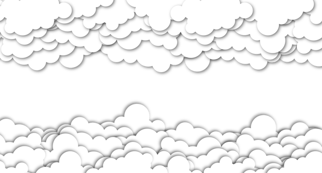 Clouds on blue sky banner. White cloud on blue sky in paper cut style. Clouds on transparent background. Vector paper clouds.White Cloud on blue sky paper cut design. Transparent background png