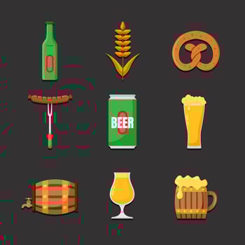 Set of Oktoberfest Food and Beverages Icon vector