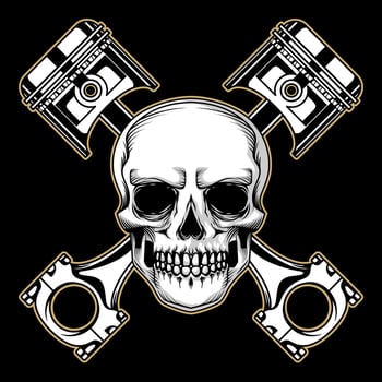 Premium skull with crossed piston vector illustration
