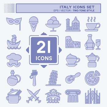 Icon Set Italy. suitable for education symbol. two tone style. simple design editable. design template vector. simple illustration vector