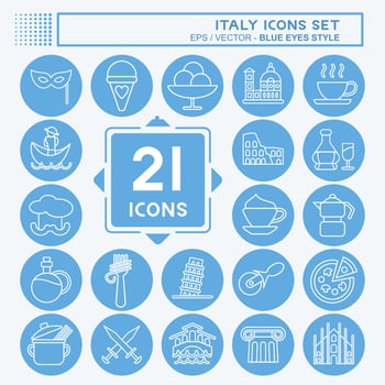 Icon Set Italy. suitable for education symbol. blue eyes style. simple design editable. design template vector. simple illustration vector