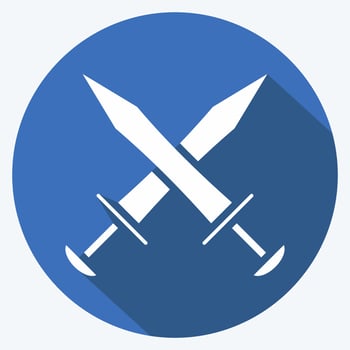 Icon Swords. suitable for education symbol. long shadow style. simple design editable. design template vector. simple illustration vector