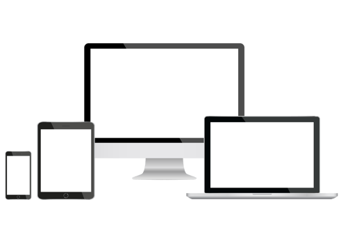 Mockup gadget and device. smartphones. tablets, laptops and computer monitors black with blank screen. png