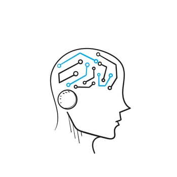 hand drawn doodle human ai technology illustration vector