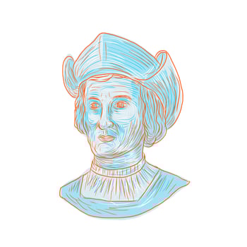 Christopher Colombus Explorer Bust Drawing vector