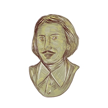 Christopher Marlowe Bust Drawing vector
