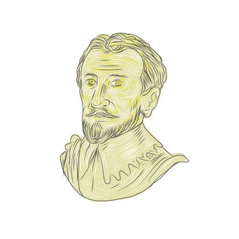 15th Century Spanish Explorer Bust Drawing vector