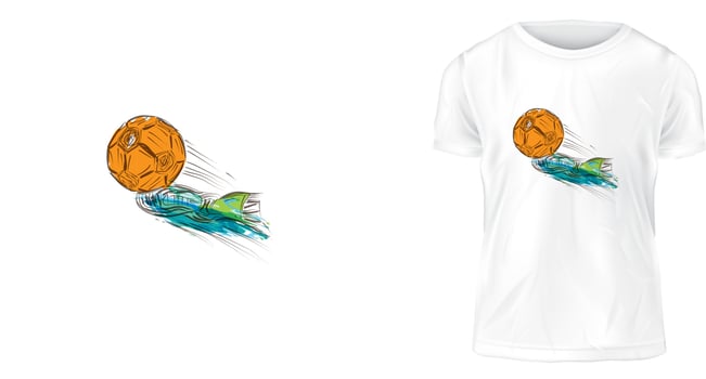 t-shirt design concept, football flying kick vector