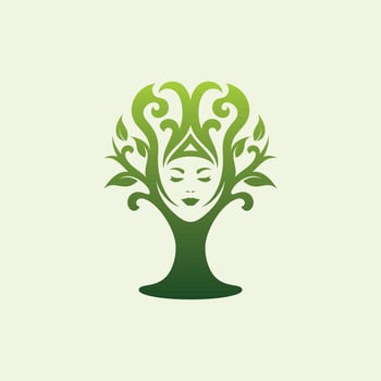 Woman Beauty Tree Nature Ecology Logo vector