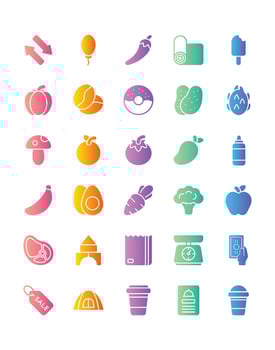 Street Market Icon Set 30 isolated on white background vector
