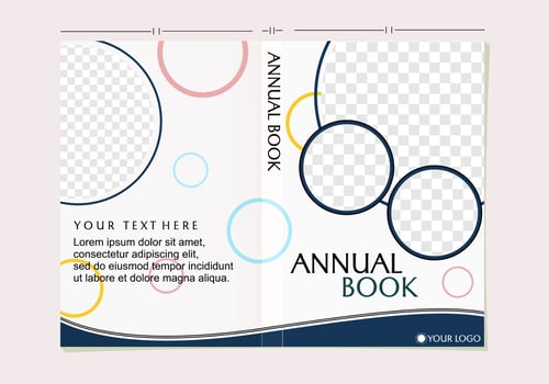 annual book cover template for business. minimalist and trendy design with circle shape elements vector