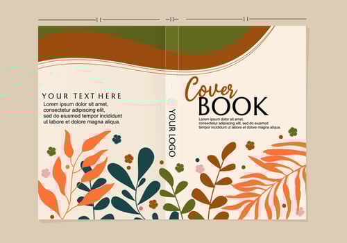 natural theme book cover template. design with leaf and flower hand drawn elements vector