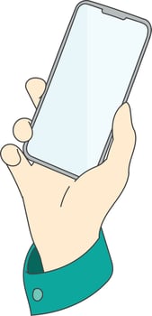 hand holding smartphone with blank screen vector