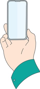 hand holding smartphone with blank screen vector