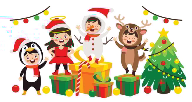 Children Celebrating New Year And Christmas vector
