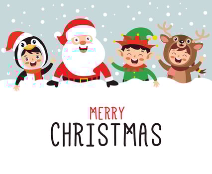 Children Celebrating Christmas With Santa Claus vector
