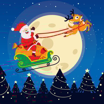 Santa Claus Riding A Sleigh vector