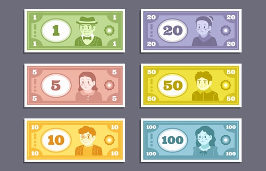 Paper Money Fake Elements for Board Games vector