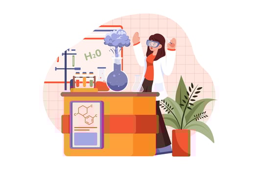 Laboratory assistant doing chemical tests Illustration concept on white background vector