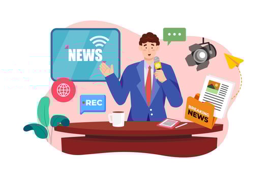 TV news anchorman in studio vector