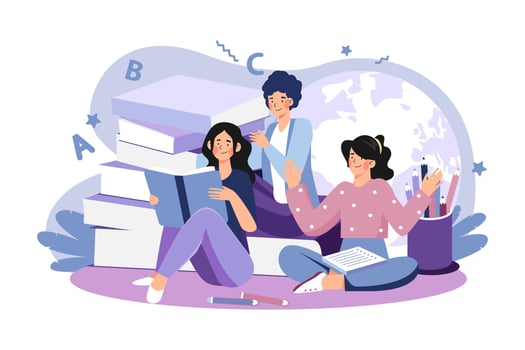 Students Reading Book Together Illustration concept on white background vector
