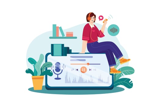 Trending Podcast Illustration concept. Flat illustration isolated on white background vector