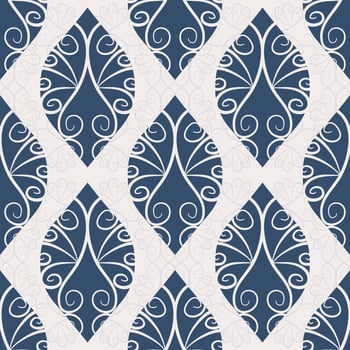 Abstract ethnic floral blue color drawing shape seamless pattern with texture background. Use for fabric, textile, interior decoration elements, upholstery, wrapping. vector