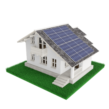 House roof with solar panels Smart home power system solar cells energy saving homes solar energy 3d illustration png